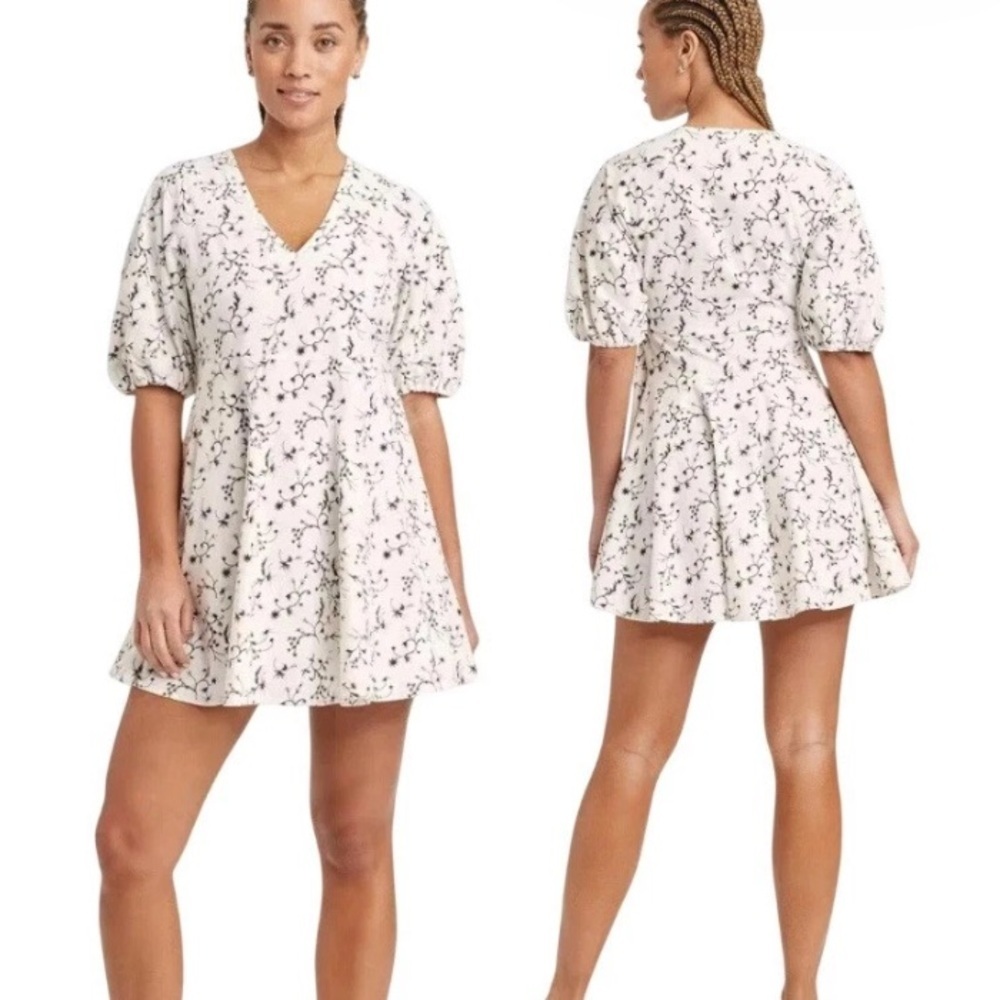 Universal Thread Floral Print V Neck Short Sleeve Tiered Mini Dress Size XS NWT